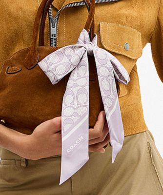 ＜COACH＞ヴィンテージ　シグネチャー　プリント　シルク　スキニー　スカーフ